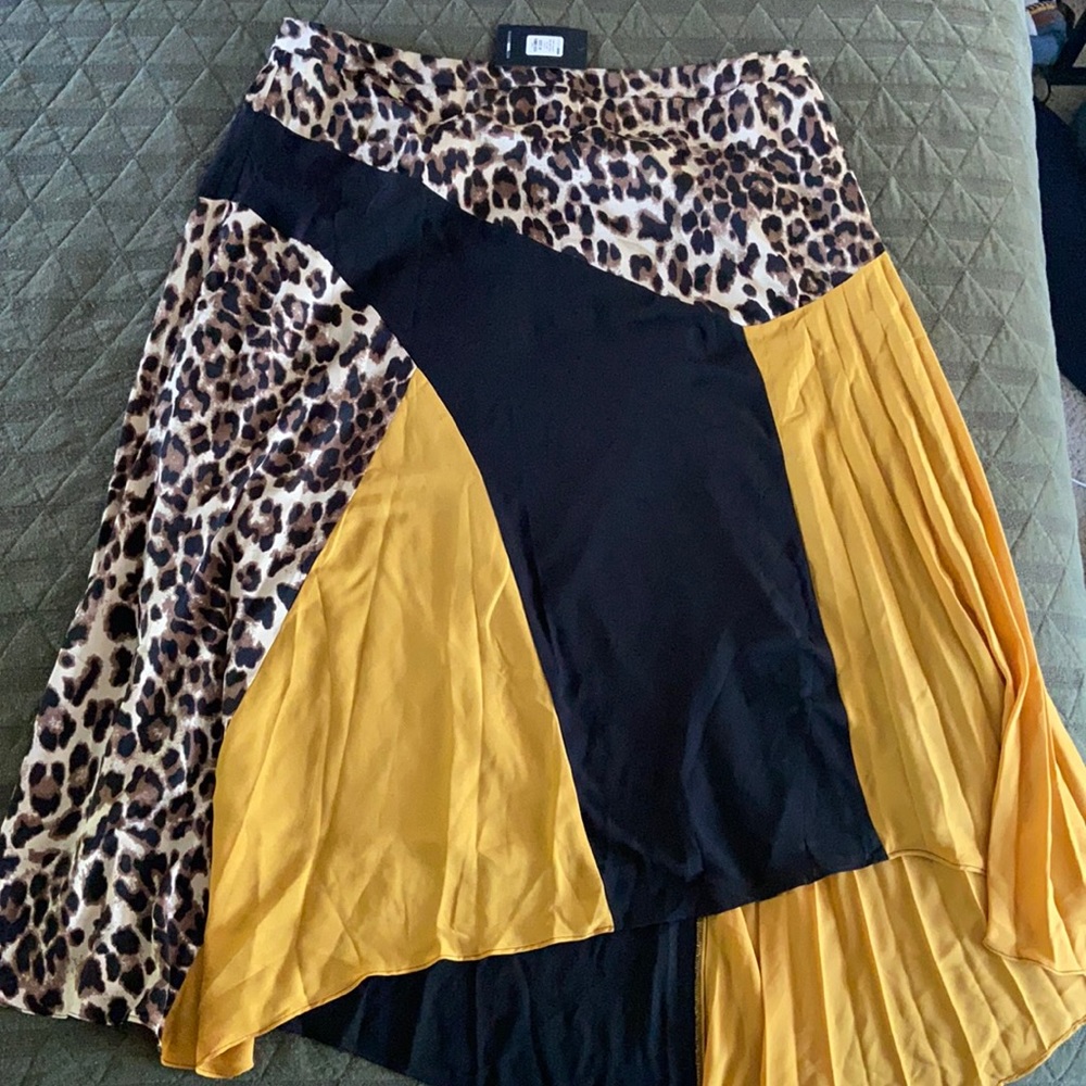 Leopard Colorblock Midi Skirt